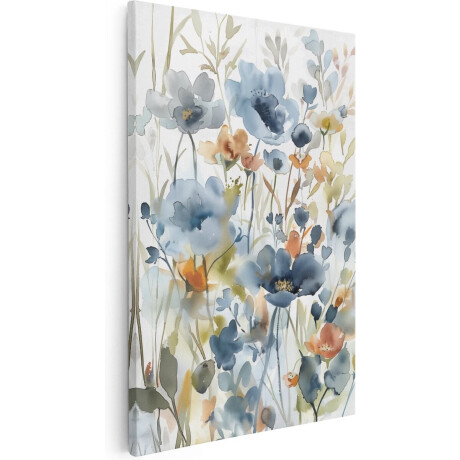 Artaza Canvas Schilderij Aquarelkunstwerk van Bloemen - 40x60 - Wanddecoratie - Foto Op Canvas - Canvas Print