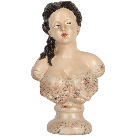 Clayre & Eef Decoratie Beeld Vrouw 12x8x20 cm Beige Kunststof