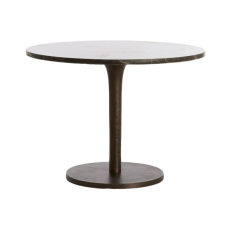 Light & Living Ronde Bijzettafel 'Pazo' Marmer, 61cm, kleur Donkerbruin