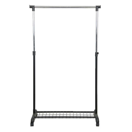 Leen Bakker - Kledingrek Op Wieltjes - /chroom - Enkel Rek - Metaal - Zwart - 43x83x168 Cm