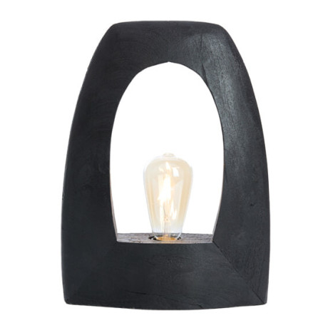 Light & Living Tafellamp 'Carini' Mangohout, 35cm, kleur Mat Zwart