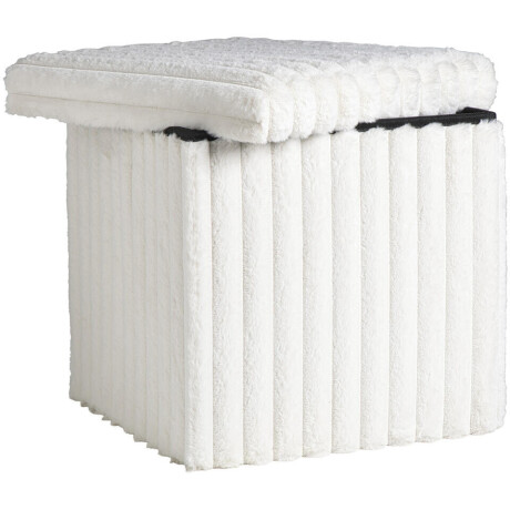 Leen Bakker - Opbergbox Opvouwbaar Fluffy Off-white - 38x38x38 Cm - Polyester/MDF - Wit