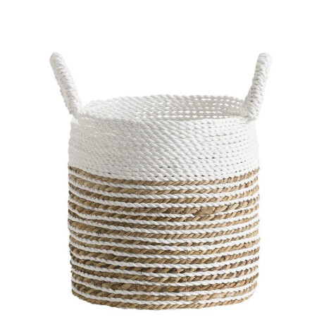 Leen Bakker - Mand Bologna - Naturel/ - 30xØ28 Cm - Zeegras - Wit