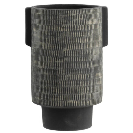 Leen Bakker - Vaas Elon - - 28x19,3x16,4 Cm - Keramiek - Zwart - 19.3x28x16.4 Cm