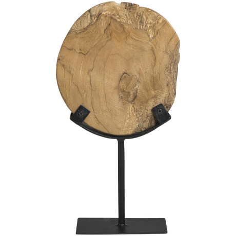 Leen Bakker - Beeld Nomad - Zwart/naturel - 31x17x8 Cm - Teakhout/Metaal - Zwart#Crème