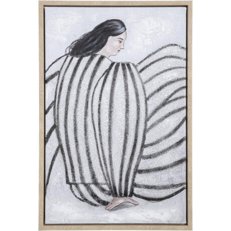 Leen Bakker - Schilderij Woman - Multikleur - 60x40 Cm - Hout/Canvas - Zwart#Wit - 3.8x40x60 Cm