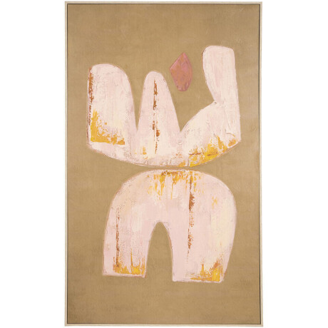 Leen Bakker - Schilderij Abstract Craft Oker - 115x70 Cm - MDF - Roze#Geel#Bruin - 3.5x70x115 Cm