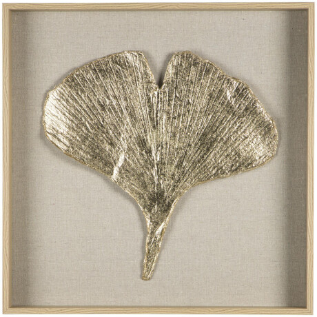 Leen Bakker - Schilderij Ginko Goudkleur /glas - 50x50 Cm - MDF - Crème#Goudkleurig#Beige - 5.5x50x50 Cm