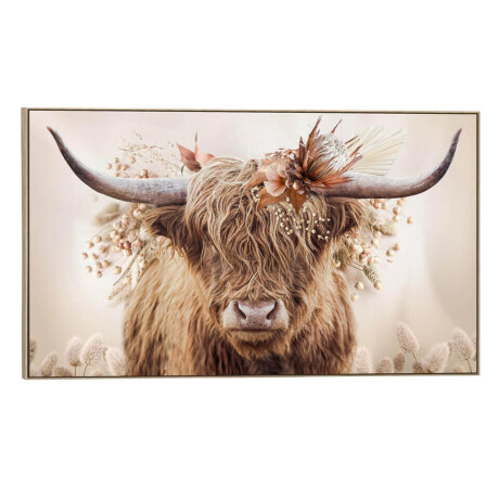 Leen Bakker - Schilderij Hooglander Bloem - 70x118 Cm - MDF - Multikleur