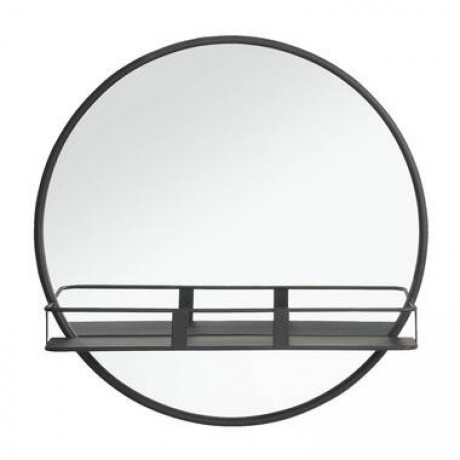 Spiegel met plateau Roel - zwart - 12xØ50 cm - Leen Bakker