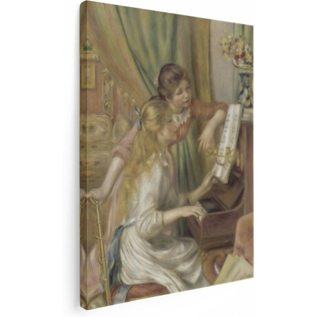 Artaza Canvas Schilderij Twee Jonge Meisjes aan de Piano - Pierre-Auguste Renoir - 90x120 - Groot - Kunst - Wanddecoratie
