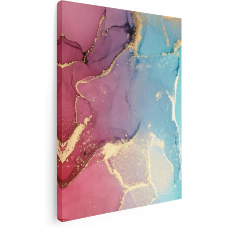 Artaza Canvas Schilderij Abstracte Kunst van Marmer - Roze met Blauw - 60x80 - Foto Op Canvas - Canvas Print