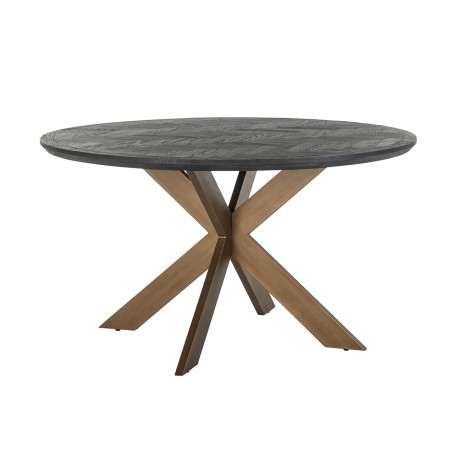 Richmond Ronde Eettafel 'Blackbone' Brass, Eikenhout en Staal, Ø140cm