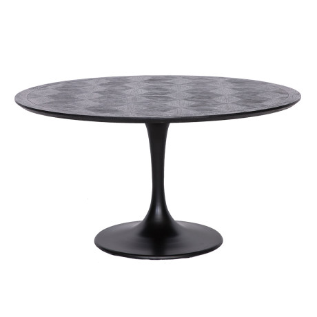 Richmond Ronde Eettafel 'Blax' Ø140cm, Eikenhout en staal, kleur zwart