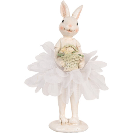 Clayre & Eef Decoratie Beeld Konijn 17 cm Wit Kunststof