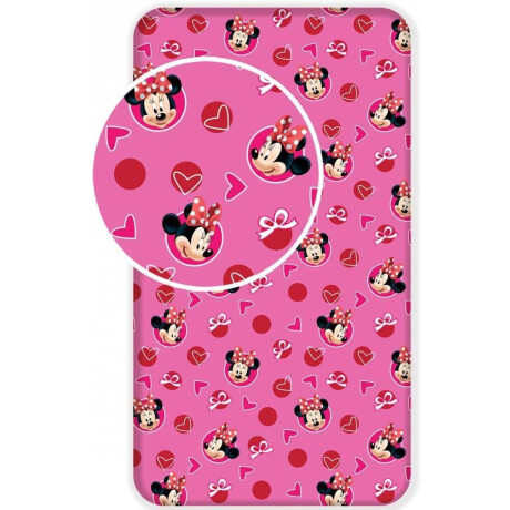 Disney Minnie Mouse Hearts - Hoeslaken - Eenpersoons - 90 x 200 cm - Roze