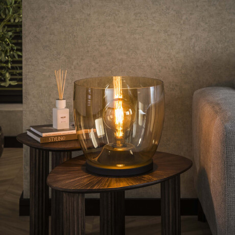 LifestyleFurn Vloerlamp/Tafellamp 'Mikado' Amber glas, 32cm hoog