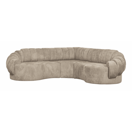 BePureHome Hoekbank 'Croissant' Chenille, kleur Zand