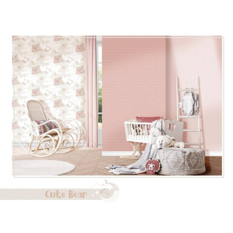 Noordwand Behang Mondo baby Hug Bears roze en beige