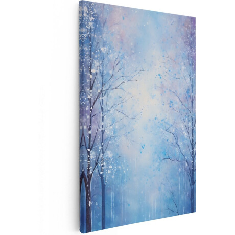 Artaza Canvas Schilderij Wintersbos - Olieverf Tekening - Winter - 80x120 - Groot - Foto Op Canvas - Wanddecoratie Woonkamer