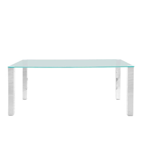 Leen Bakker - Eetkamertafel Vandel - Transparant - 90x180x75 Cm - Metaal/Glas - Transparant#Zilverkleurig