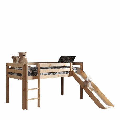 Leen Bakker - Vipack Halfhoogslaper Pino Met Glijbaan - 90x200 Cm - Grenenhout - Bruin - 217.3x114x209.3 Cm