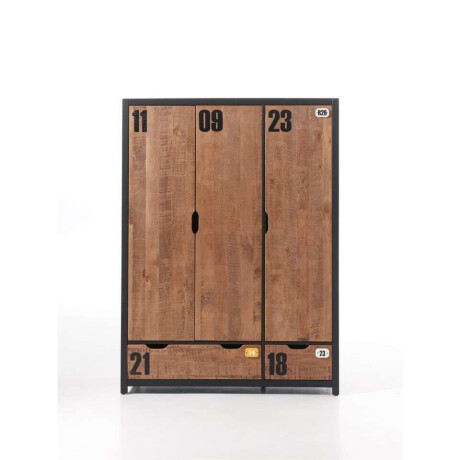 Leen Bakker - Vipack 3-deurs Kledingkast Alex - Bruin - 200x147,4x55 Cm - MDF/Hout - Zwart#Bruin - 147.4x200x55 Cm