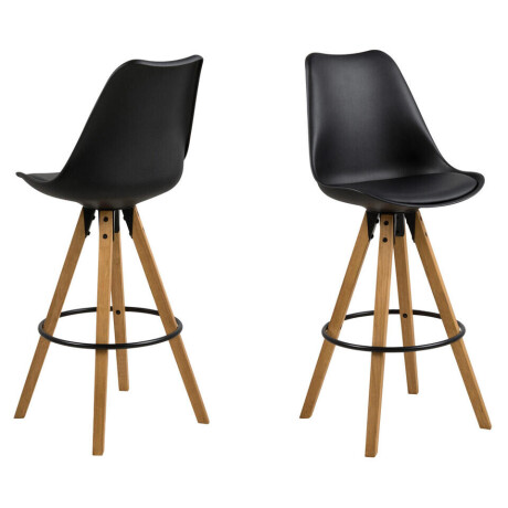 Leen Bakker - Barkruk Verdal - (2 Stuks) - Kunststof - Zwart - 48.5x111.5x55 Cm