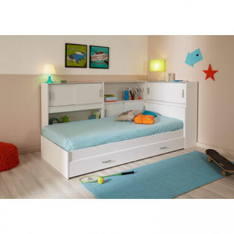 Juniorbed Montana met lades en kasten - crème - Leen Bakker