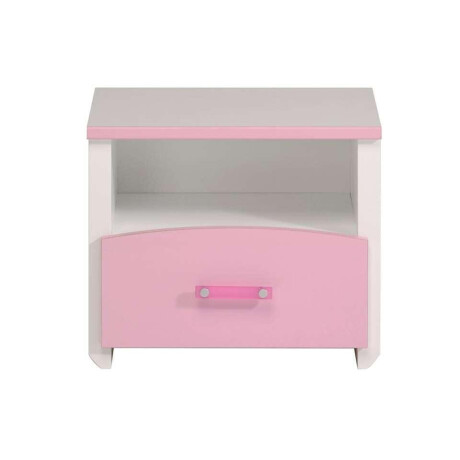 Leen Bakker - Nachtkastje Kiki - 1 Lade - /roze - Spaanplaat - Wit - 33x42.1x48 Cm