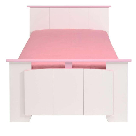 Leen Bakker - Kinderbed Kiki - Wit/roze - 90x200 Cm - Spaanplaat - Wit#Roze - 206.6x103.3x78.7 Cm