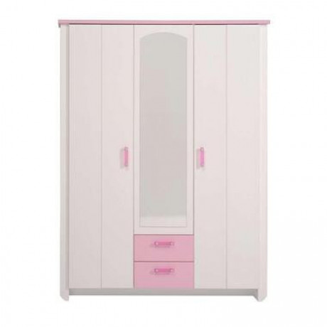 Kledingkast kast Kiki - wit/roze 136x181x56 cm