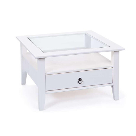 Leen Bakker - Salontafel Provence - 45x75x75 Cm - Hout/Glas - Wit