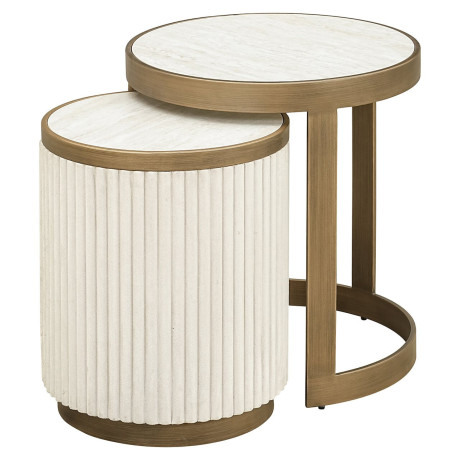 Richmond Ronde Bijzettafel 'Tivoli' Stof en keramiek, Set van 2 stuks