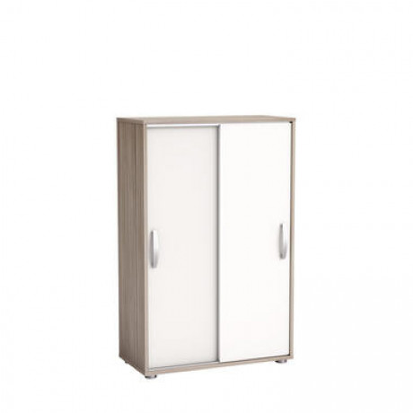 Demeyere kast Nano met schuifdeuren - licht eiken/wit - 105,6x68x32,9 cm