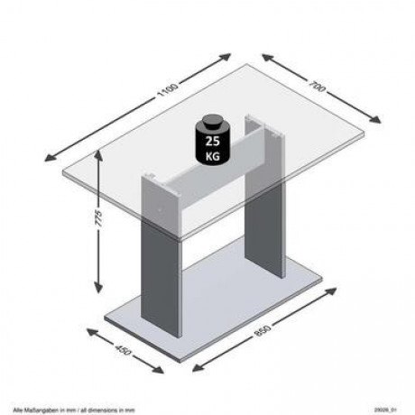 Eetkamertafel Bandol - beton - 110x77,5x70 cm - Leen Bakker