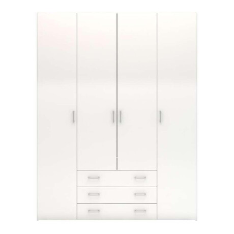 Leen Bakker - Kledingkast Space - 4-deurs - Hoogglans - 200,4x154x49,5 Cm - Spaanplaat - Wit - 49.5x154x200.4 Cm