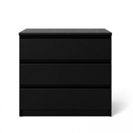 Ladekast Naia - 3 lades - mat zwart - 70,1x76,8x50 cm - Leen Bakker