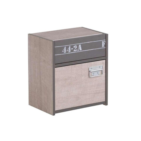 Leen Bakker - Nachtkastje Fabric - Eikenkleur/grijs - 45,3x40,2x28 Cm - Spaanplaat - Bruin