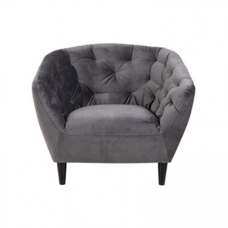 Fauteuil Liz - fluweel - donkergrijs - Leen Bakker