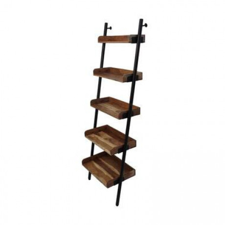 HSM Collection decoratieve ladder Hayo - zwart/naturel - 60x35x180 cm - Leen Bakker