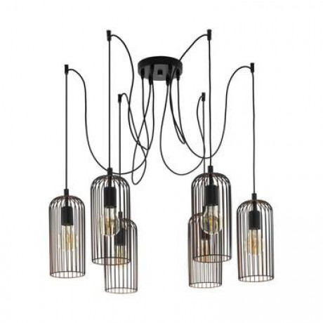 EGLO hanglamp Roccamena 6-lichts - zwart/koperkleurig - Leen Bakker