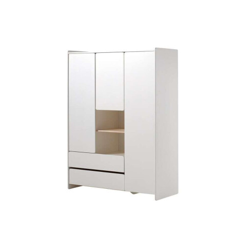 25% korting - Leen Bakker - Vipack Kledingkast Kiddy 3 Deuren En 2 Lades - 138x190x54 Cm - Grenenhout/MDF - Wit