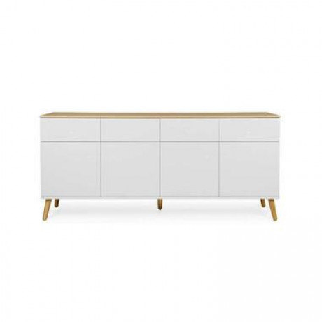 Tenzo dressoir Dot - wit/eiken - 79x192x43 cm - Leen Bakker