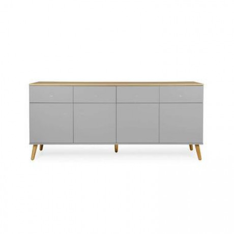 Tenzo dressoir Dot - grijs/eiken - 79x192x43 cm - Leen Bakker