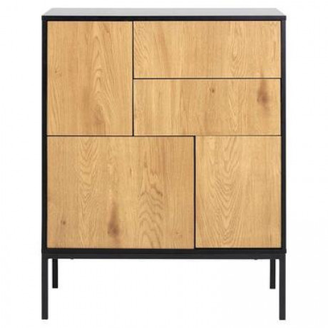 Dressoir Avola - zwart/eiken - 103x80x40 cm - Leen Bakker