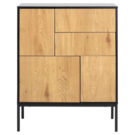 Leen Bakker - Dressoir Avola - Zwart/eiken - 103x80x40 Cm - Metaal/MDF - Bruin#Zwart