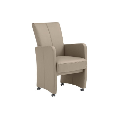 Goossens Excellent Eetkamerstoel Riva bruin leer met armleuning en met wielen, stijlvol landelijk