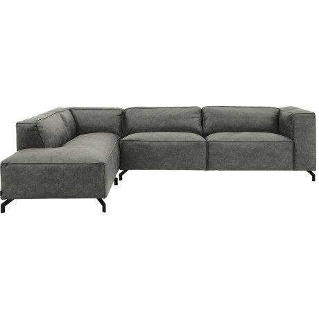 Goossens Bank Calvin grijs, micro leer, 3,5-zits, modern design met ligelement links