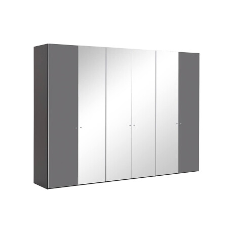 Goossens Kledingkast Easy Storage Ddk, Kledingkast 304 cm breed, 220 cm hoog, 2x glas draaideur en 4x spiegel draaideur midden